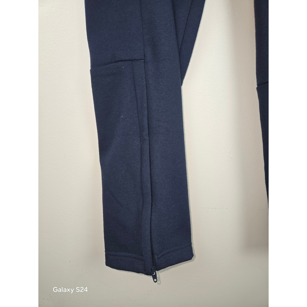 Adidas Mens M FL Taper Pant Navy Blue Fleece Joggers Ankle Zip JP0373 XL New - Picture 3 of 11